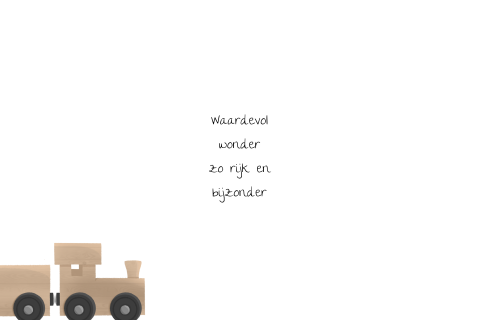 Geboortekaartje voor een jongen met een houten trein