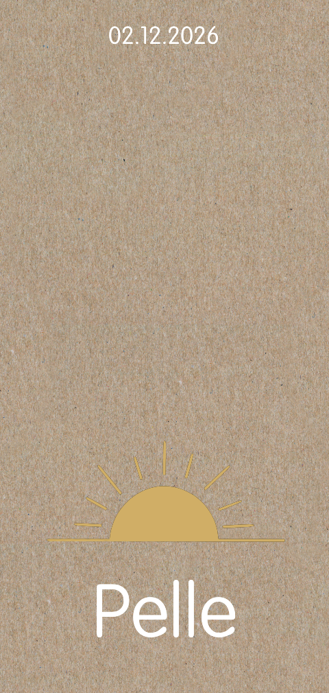 Minimalistisch geboortekaartje met zonnetje op kraftpapier