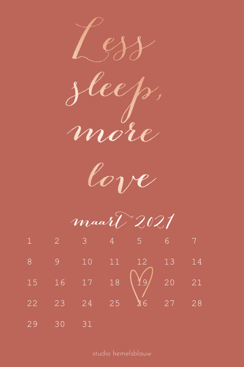 Poster met roségoudfolie om zwangerschap aan te kondigen met kalender
