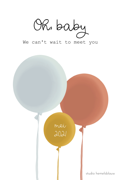 Poster met ballonnen om een zwangerschapsaankondiging mee te doen